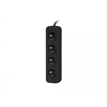 Lanberg PS0-04E-0100-IEC-BK toite pikendusjuhe 1m 4 vahelduvvoolupesa siseruumidesse Must
