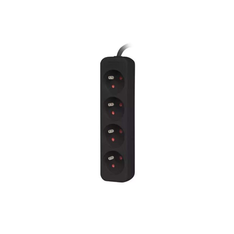 Lanberg PS0-04E-0100-IEC-BK toite pikendusjuhe 1m 4 vahelduvvoolupesa siseruumidesse Must