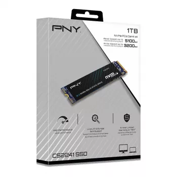 SSD PNY CS2241 M.2 NVMe PCIe 4.0 1TB — lugemiskiirus 5100 MB/s, kirjutamiskiirus 3200 MB/s