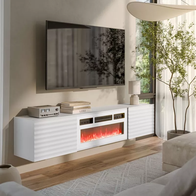 Cama RTV-kapp TULA 183x35x37 valge matt + valge mantelpiece