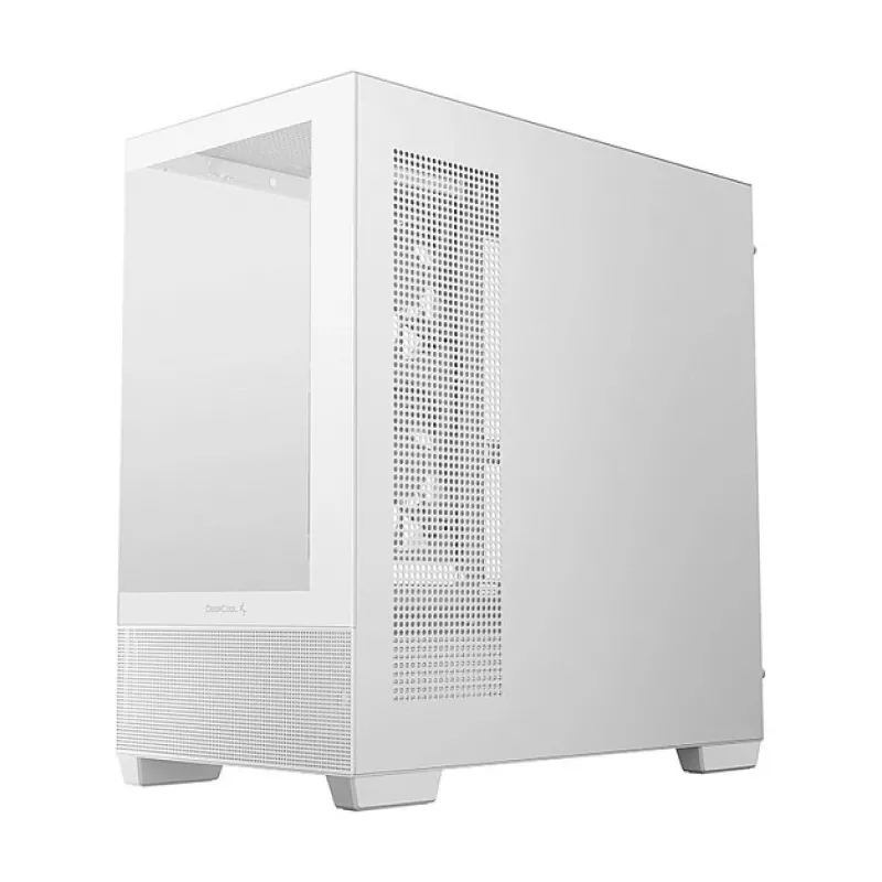 PC Midi Tower korpus DeepCool CG380 3F WH — Valge, 235×437×451 mm, toetab 2,5-tolliseid/3,5-tolliseid, alumine toiteplokk, 3x 120 mm ventilaatorid paigaldatud