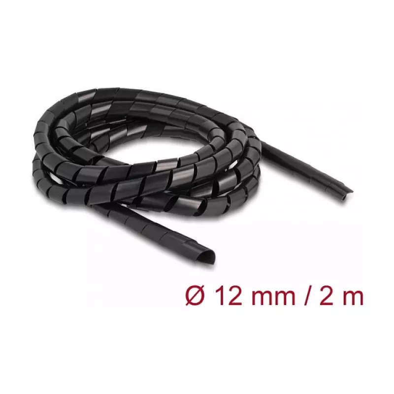 DeLOCK spiraalvoolik paindlik 2 m x 12 mm must polüetüleen