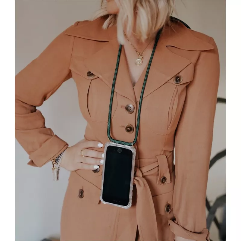 Telefonikett Lookabe loo014 iPhone XR-ile – kuldne-roheline kaitsekott rihmaga