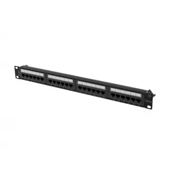 Patch-paneel 1U LANBERG PPUA-1024-B, 24 porti, Cat6a, U/UTP, 1U rack, sügavus 102 mm, metall, must