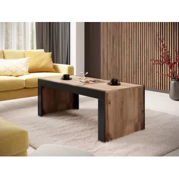 Kohvilaud Cama Meble MILA 120x60x50 cm Wotan tammeplaat, must raam