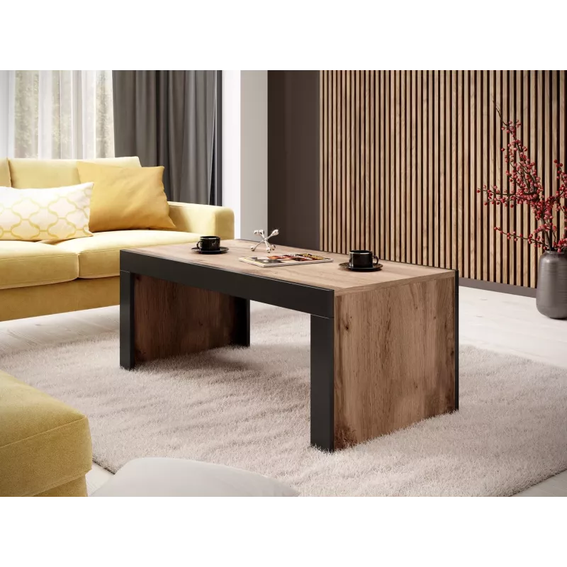 Kohvilaud Cama Meble MILA 120x60x50 cm Wotan tammeplaat, must raam