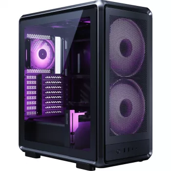 PC Case Cooler Master MasterFrame 500 Mesh Midi Tower — Must, läbipaistva küljega, toetab ATX/EATX, 2x200mm ees, 1x120mm taga