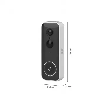 Juhtmega/juhtmeta uksekella helin Yale SV-VDB-1A-W — must/valge, 6 meloodiat, reguleeritav helitugevus, LED-indikaator, 55×34×146 mm