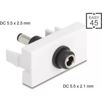 DELOCK DC toiteadapter Easy 45 moodul 5,5 x 2,1 mm pesa 5,5 x 2,5 mm pistikule