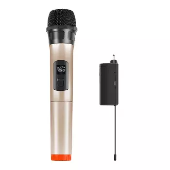 PU628J UHF juhtmevaba dünaamiline mikrofon LED-ekraaniga (kuldne)