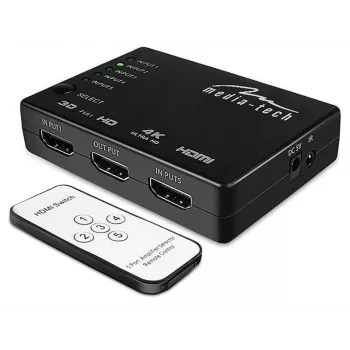 HDMI video lüliti MEDIA-TECH MT5207, 3x HDMI sisendit, 1x HDMI väljund, must