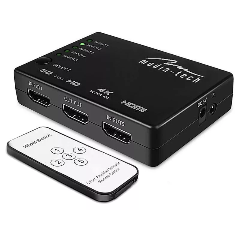HDMI video lüliti MEDIA-TECH MT5207, 3x HDMI sisendit, 1x HDMI väljund, must