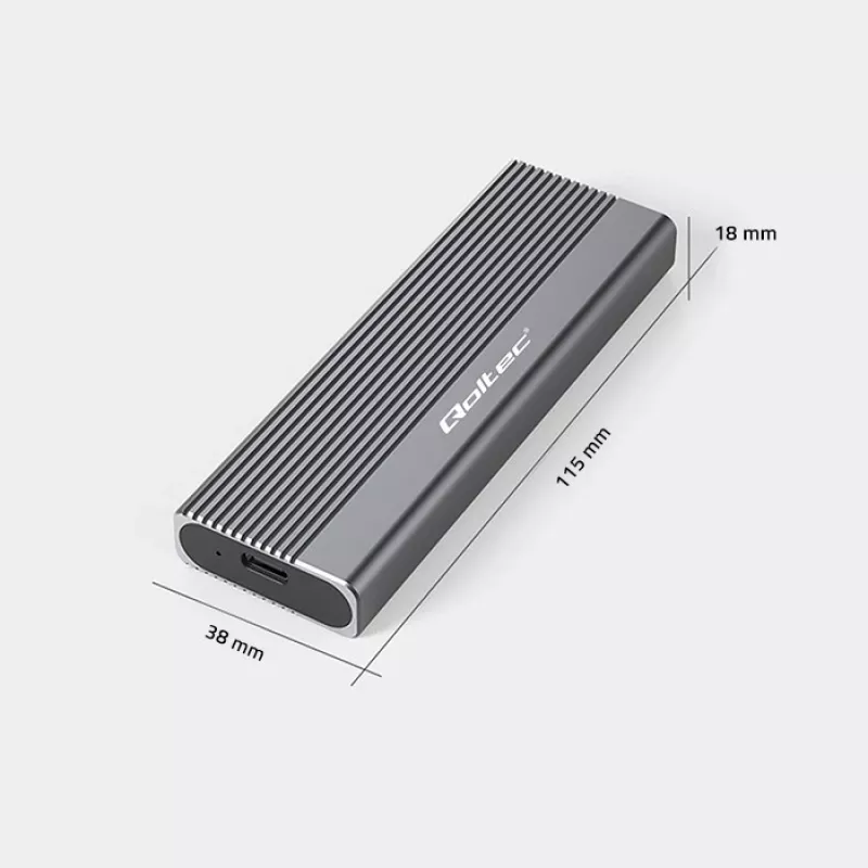 Qoltec korpus M.2 SATA (NGFF) SSD-kettale, USB-C