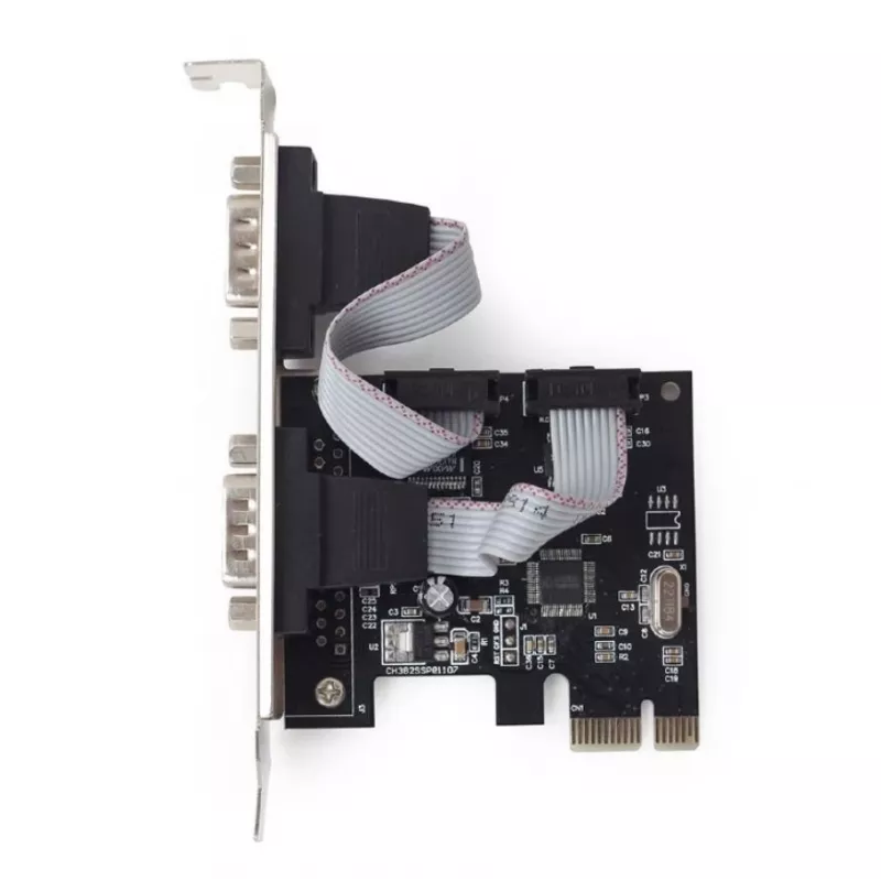 Sisemine jadaliidese adapter GEMBIRD SPC-22 PCIe RS-232 madalaprofiililine, WCH382, 16000 Kbit/s, 67×120×20 mm, must