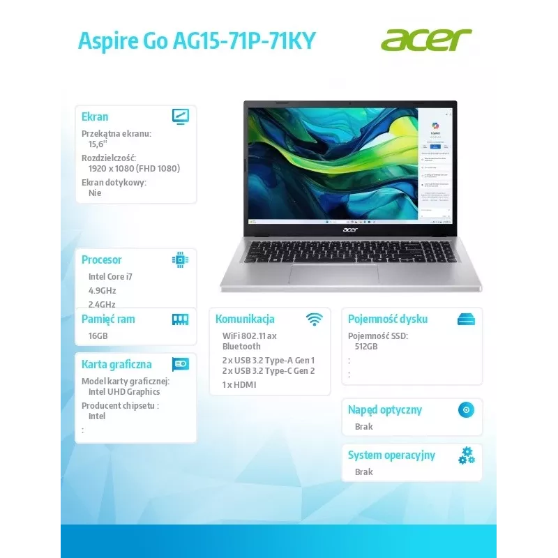 Sülearvuti Acer Aspire 15,6 tolli i7-13620H 16GB 512GB FHD W11P