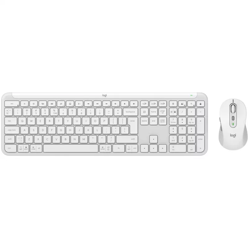 Logitech Signature Slim Combo MK950 – klaviatuuri- ja hiirekomplekt – 100% täissuuruses – juhtmevaba – Bluetooth 5.1 LE – QWERTY – US International – valkjas (920-012491)