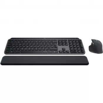 Logitech MX Keys S Combo klaviatuur, hiir kaasas, kontor, RF-juhtmevaba + Bluetooth, QWERTZ, Šveitsi, grafiit