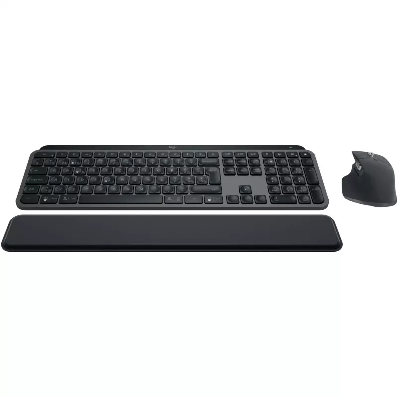Logitech MX Keys S Combo klaviatuur, hiir kaasas, kontor, RF-juhtmevaba + Bluetooth, QWERTZ, Šveitsi, grafiit