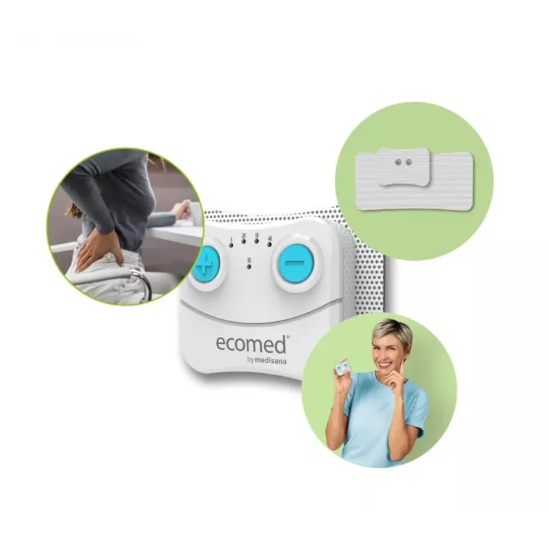 Elektrostimulaator Medisana TT-10E TENS juhtmevaba laetav seade — 5 programmi, 10 intensiivsustaset, 2 elektroodi (74×55 mm)