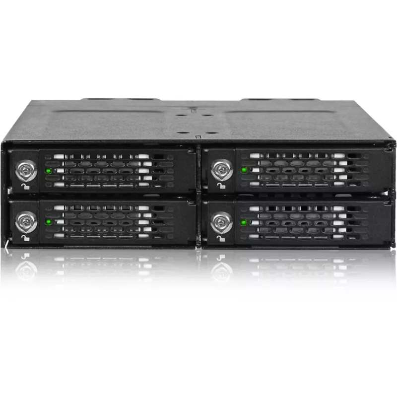 ICY DOCK - ToughArmor MB720MK-B V3 - 4x PCIe 4.0 M.2 NVMe 4x OCuLink-ile 1x 5.25 sahtliga mobiilses raamis, metallist, must, võtmelukuga (tri-mode ühilduv)