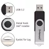 Intenso USB-mälupulk Office Line, 64 GB, USB-A, 3.2 Gen 1x1, must-hõbedane, 64 GB, USB-tüüp-A, 3.2 Gen 1 (3.1 Gen 1), pööratav rõngas, Must, Hõbedane