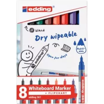 Tahvlimarker Edding 4-361-8-S2999 1 mm ots, must, 8 tk pakend