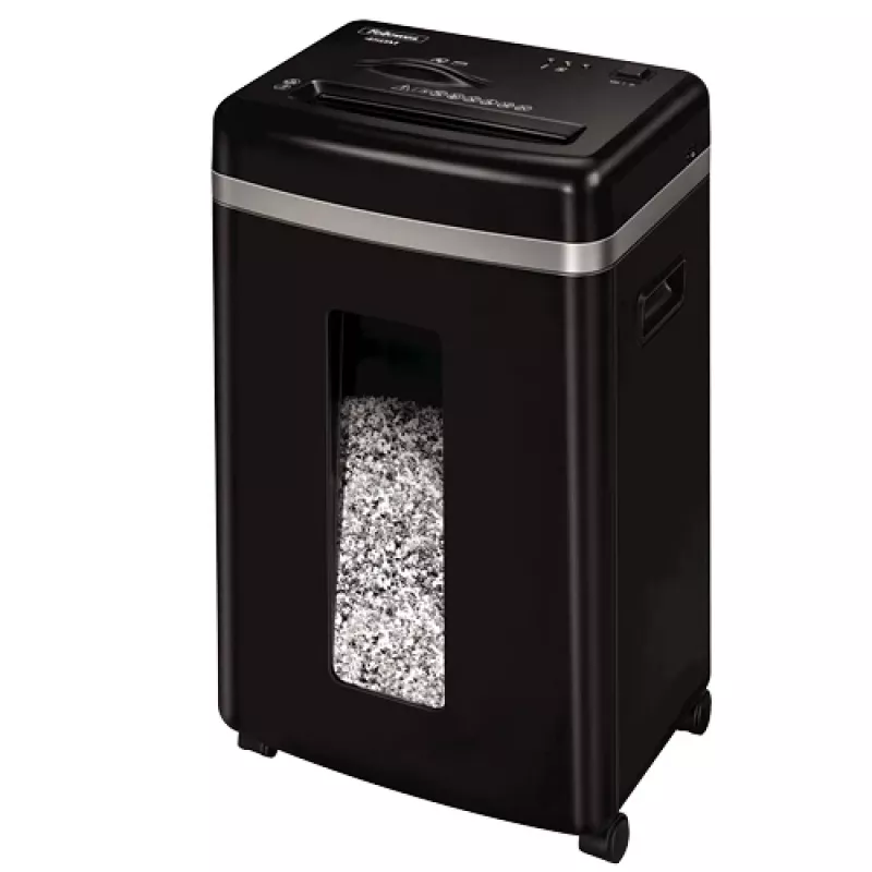 Paberipurustaja Fellowes Powershred 450M Micro-cut, 9-leheline mahutavus, 2 x 12 mm, 22 l prügikast, must