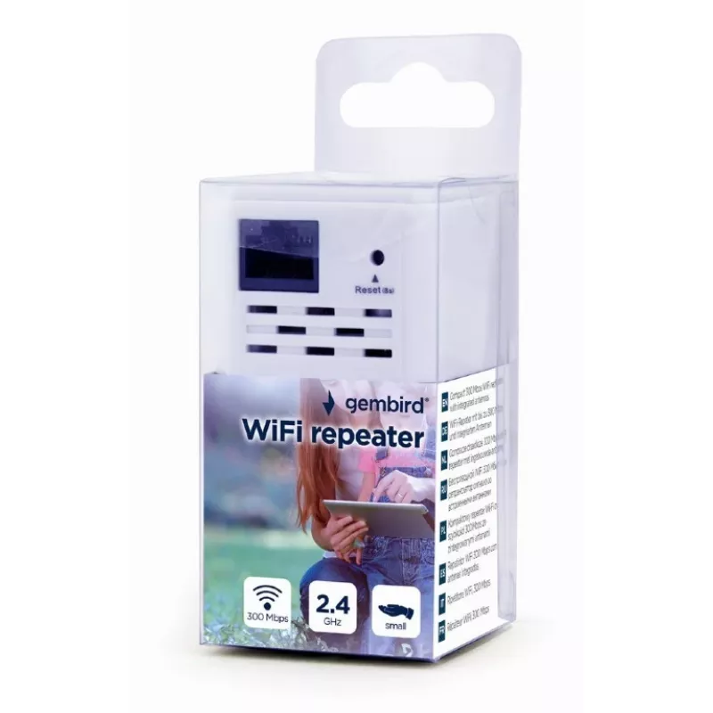 Võrgurepiiter Gembird WNP-RP300-03, 300 Mb/s, 2,4 GHz, 3 dBi sisemine antenn, 1x RJ-45