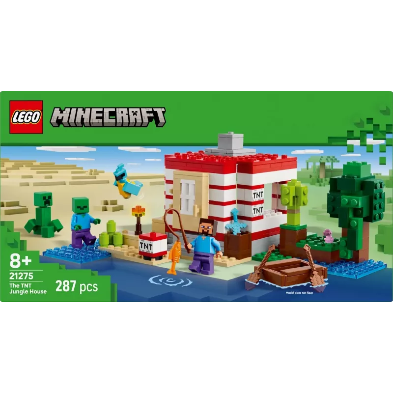 Ehitusmänguasi LEGO Minecraft komplekt 21275 TNT džunglimaja, 287 tükki, 2 minifiguuri, vanus 8+