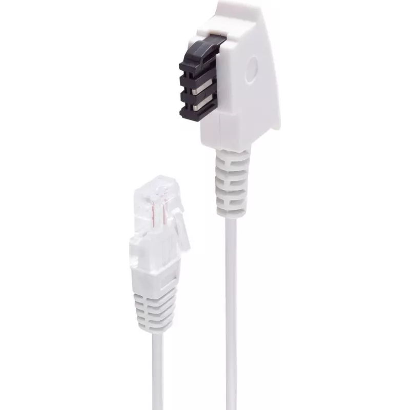 shiverpeaks ®-BASIC-S--telefoniühenduskaabel-TAE-F pistik RJ45 pistikule, DSL VDSL ruuterikaabel, valge, 1,5 m (BS12-09156)