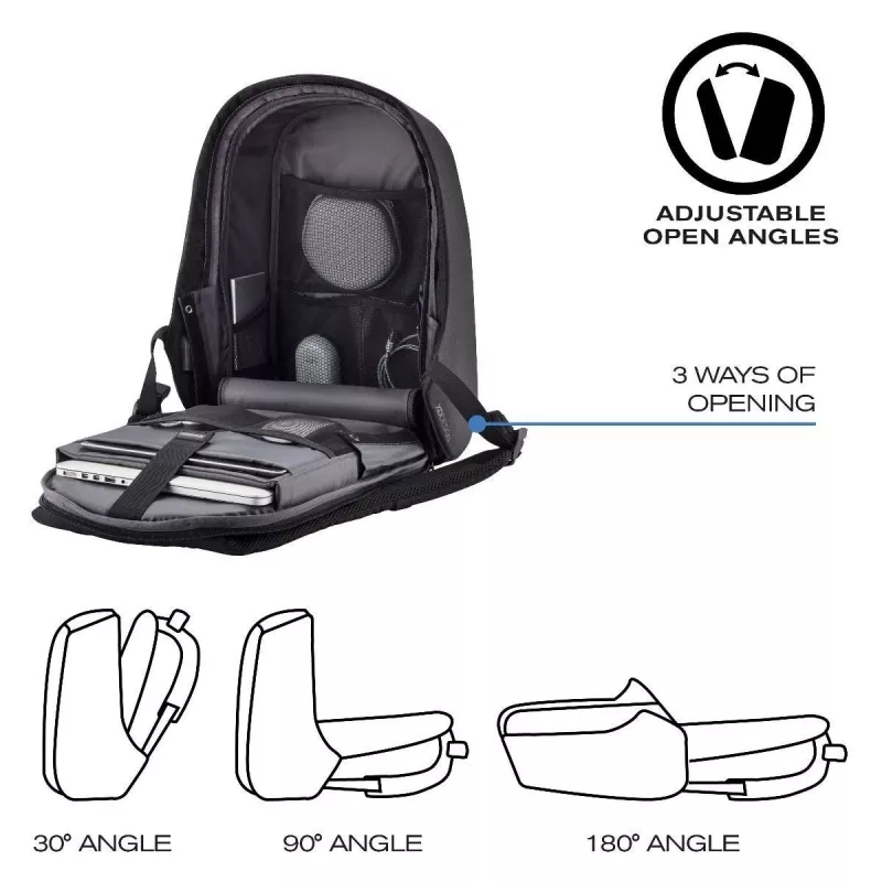 Seljakott XDDESIGN Bobby Hero Small, vargusevastane, 11,5 L, tahvelarvuti kuni 12,9 tolli, PET/vaht, must