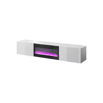 TV-kapp Cama Meble SLIDE 200K elektrikaminaga 200x40x37 cm läikiv valge