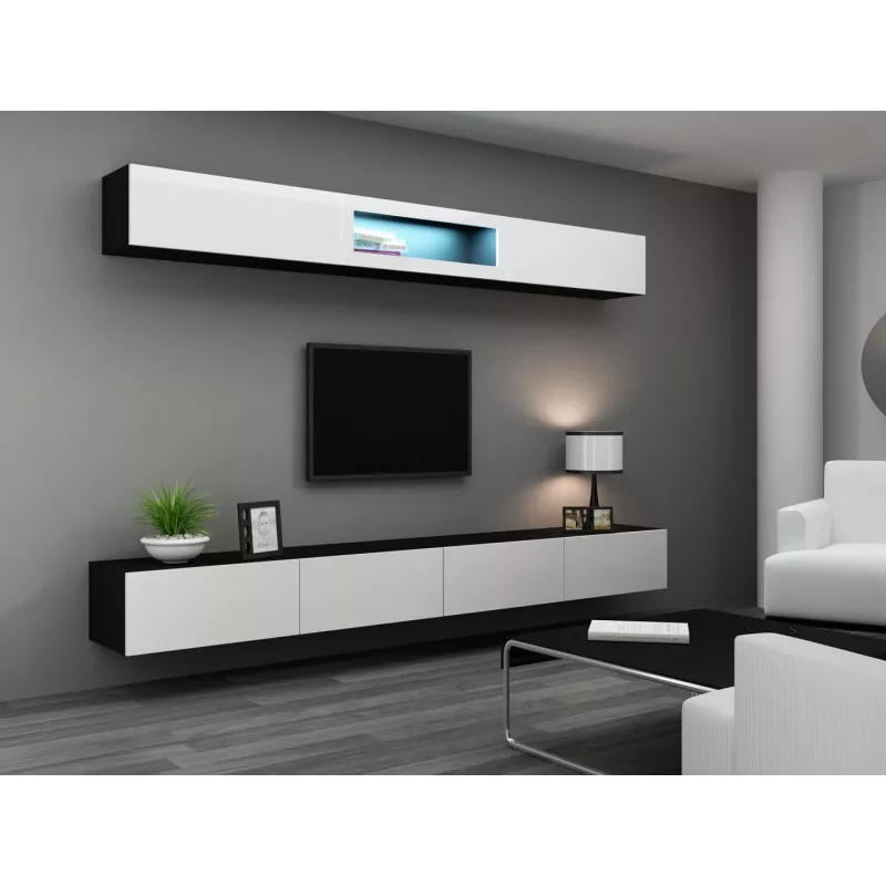 Cama elutoa mööblikomplekt VIGO 12 must/valge läikiv