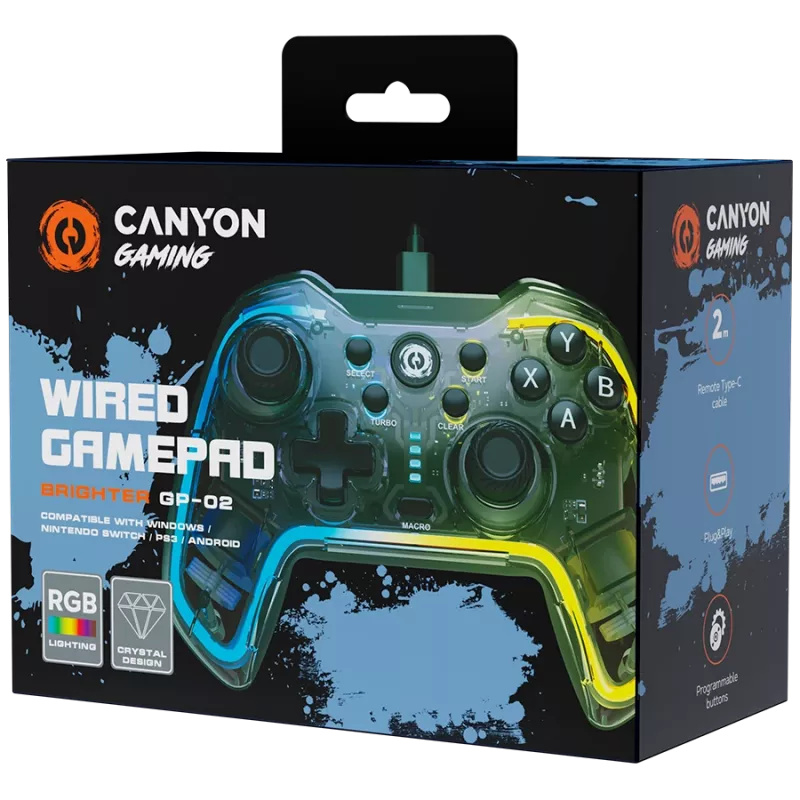 Juhtmega mängupult Canyon GP-02 Windowsile, PS3-le, Android-meediumiboksile, Nintendo Switchile 2M kaabel