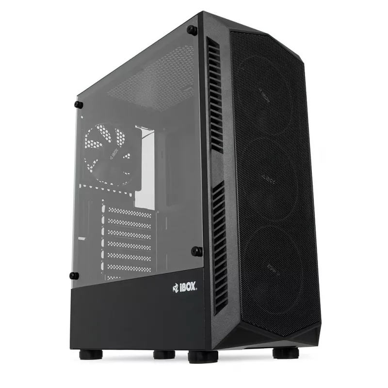 Arvutikorpus IBOX LUPUS 27 Midi Tower ATX, karastatud klaas, RGB, 455×200×380 mm, toetab ATX, GPU kuni 32 cm