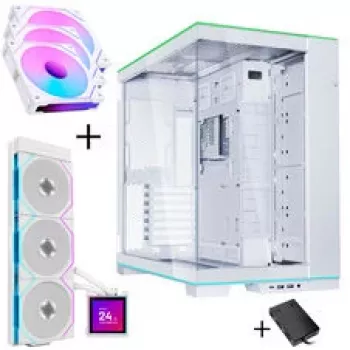 Lian Li O11 Dynamic EVO RGB PC-Enclosure Bundle HydroShift II LCD-S 360TL AiO + 3x UNI FAN SL-INF 120 Reverse Blade Fan - Valge
