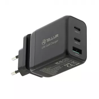 Seinalaadija Tellur TLL151451 65W, 3 porti (2x USB-C, 1x USB-A)