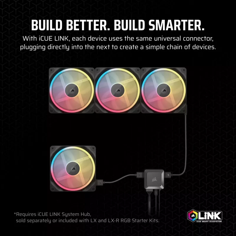 Korpusventilaator Corsair iCUE LINK LX120-R RGB 12 cm Must 2400 RPM 3.8 mmH2O