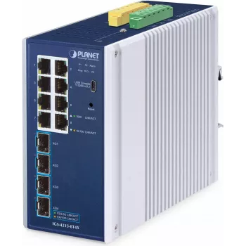 Hallatav lüliti PLANET IP30 tööstuslik L2/L4 8-pordiline Gigabit Ethernet