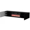 TV-kapp Cama Meble LARA 183x35x37 cm must matt sisseehitatud elektrikaminaga