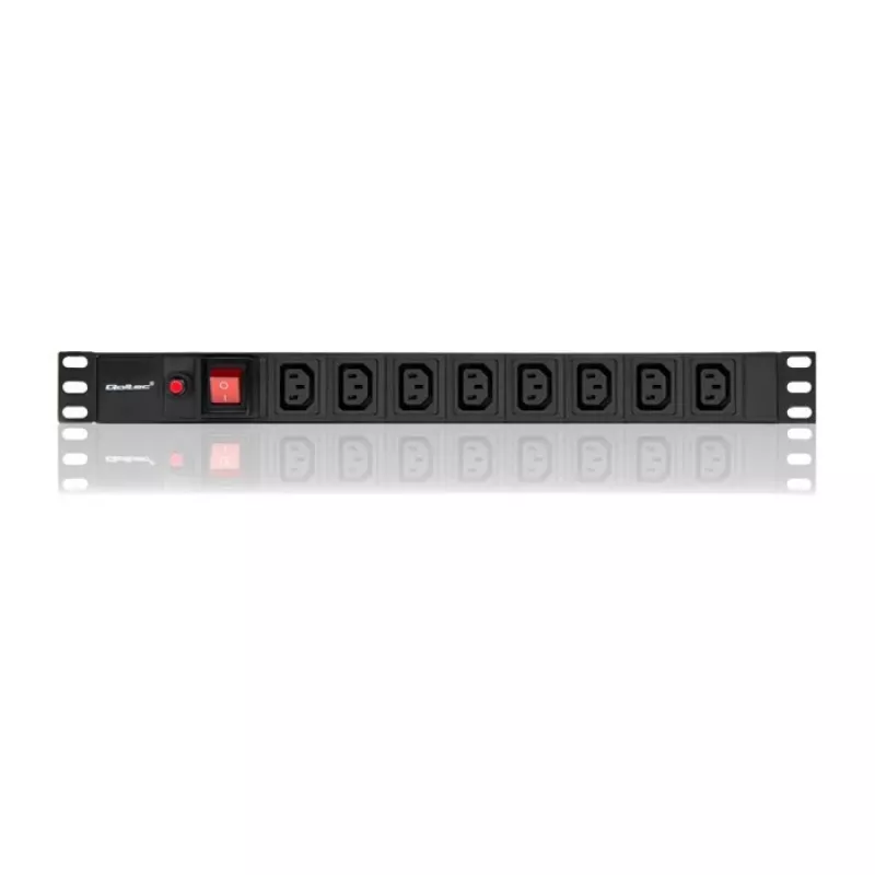 Qoltec 53998 Toitejaotur RACK 19 jaoks | 1U | 10A | PDU | 8xIEC C13 | 2m
