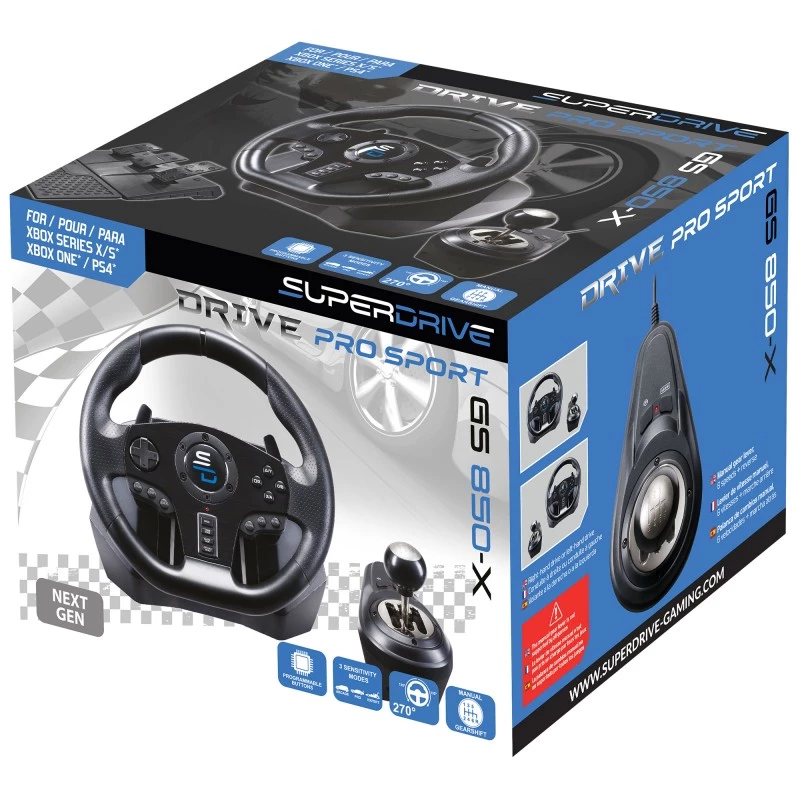Rool + pedaalid Subsonic GS850-X Must 270° pöörlemine USB