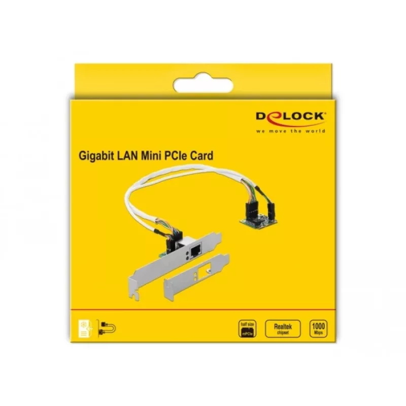 DeLOCK Mini PCIe I/O PCIe poolsuurus 1 x Gigabit LAN madalprofiiliga - võrguadapter - PCIe Half Mini Card - Gigabit Ethernet x 1 (95265)
