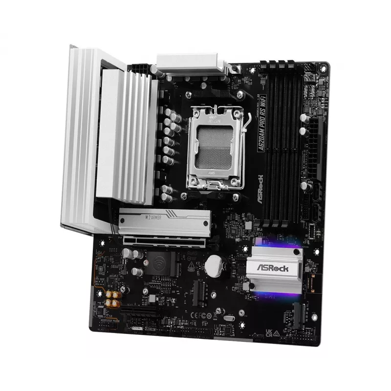 Emaplaat ASROCK A620AM PRO RS WIFI AM5 microATX, AMD A620, 4×DDR5, Wi‑Fi, HDMI, DP, 3×M.2, 2×SATA, 7.1 audio, 1Gb LAN