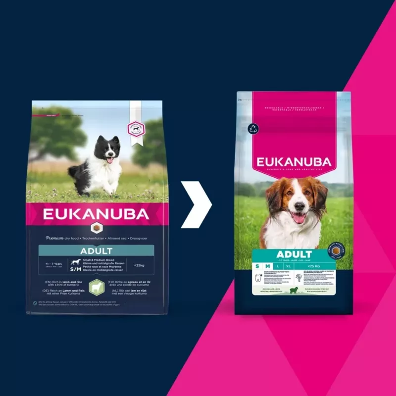 Kuiv koeratoit EUKANUBA Small/Medium Breed Adult Lamb & Rice 12 kg, 25% valku, 15% rasva