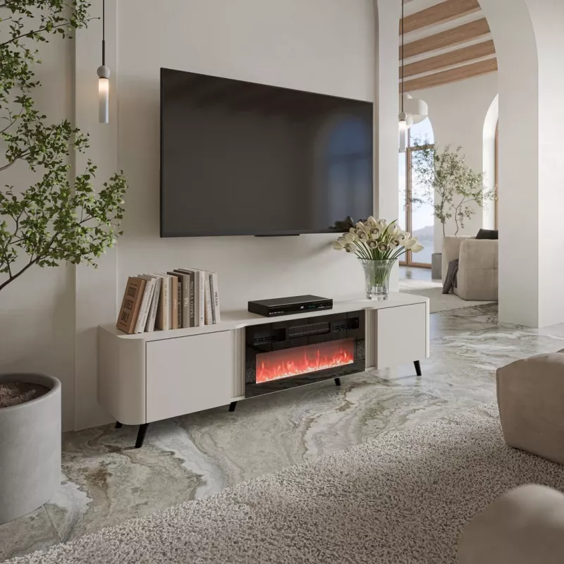 TV-kapp Cama Meble Volare 200 x 39 x 49 cm kašmiir elektrilise kaminaga