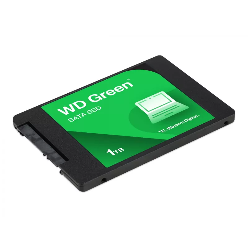 WD WDS100T3G0A-00BJG0 Storage Drive Green on WD pooltoodetud pooljuhtketas (SSD). Selle esiletõstetud omadused on roheline viimistlus, 2,5-tolline vormitegur ja 2,5-tolline ekraani diagonaal.