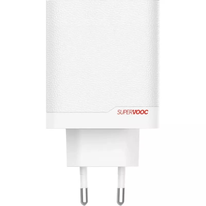 Toiteadapter ONEPLUS SUPERVOOC 120W kahe pordiga juhtmega laadija, 120W koguväljund, 1x USB-C + 1x USB-A, 100–240V, 145 g, valge