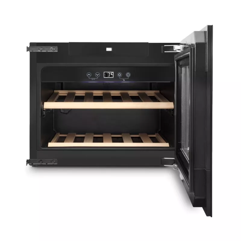 Sisseehitatav veinikapp Caso WineDeluxe E 18 — 18 pudelit, kõrgus 46 cm, must, energiaklass G
