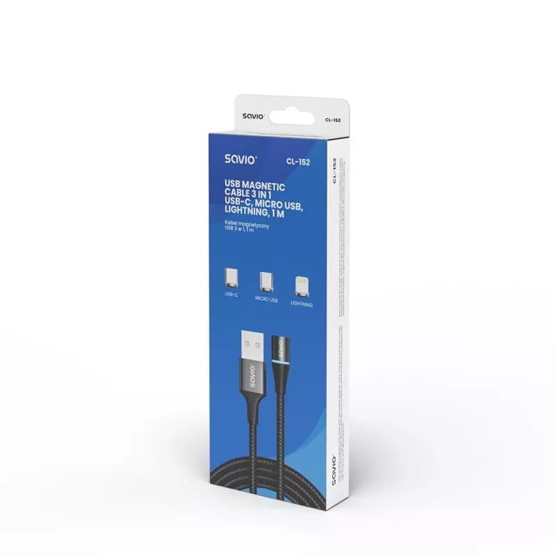Savio CL-152 USB-kaabel 1 m USB 2.0 USB C Micro USB A/Lightning must
